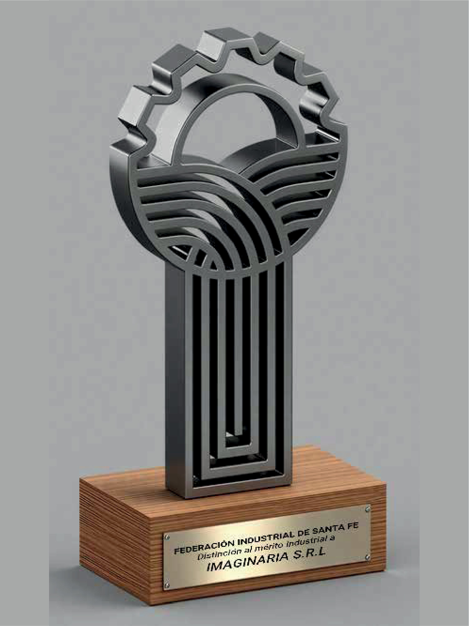 Render del trofeo, tres cuartos, sobre fondo neutro