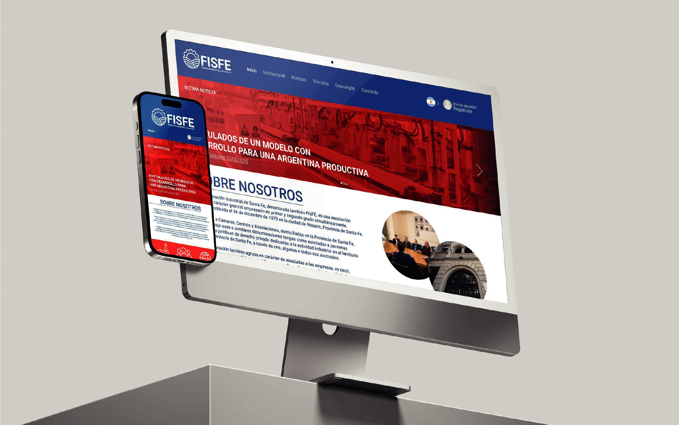 Landing web de FISFE: hero y un scroll intermedio, en pantalla de escritorio