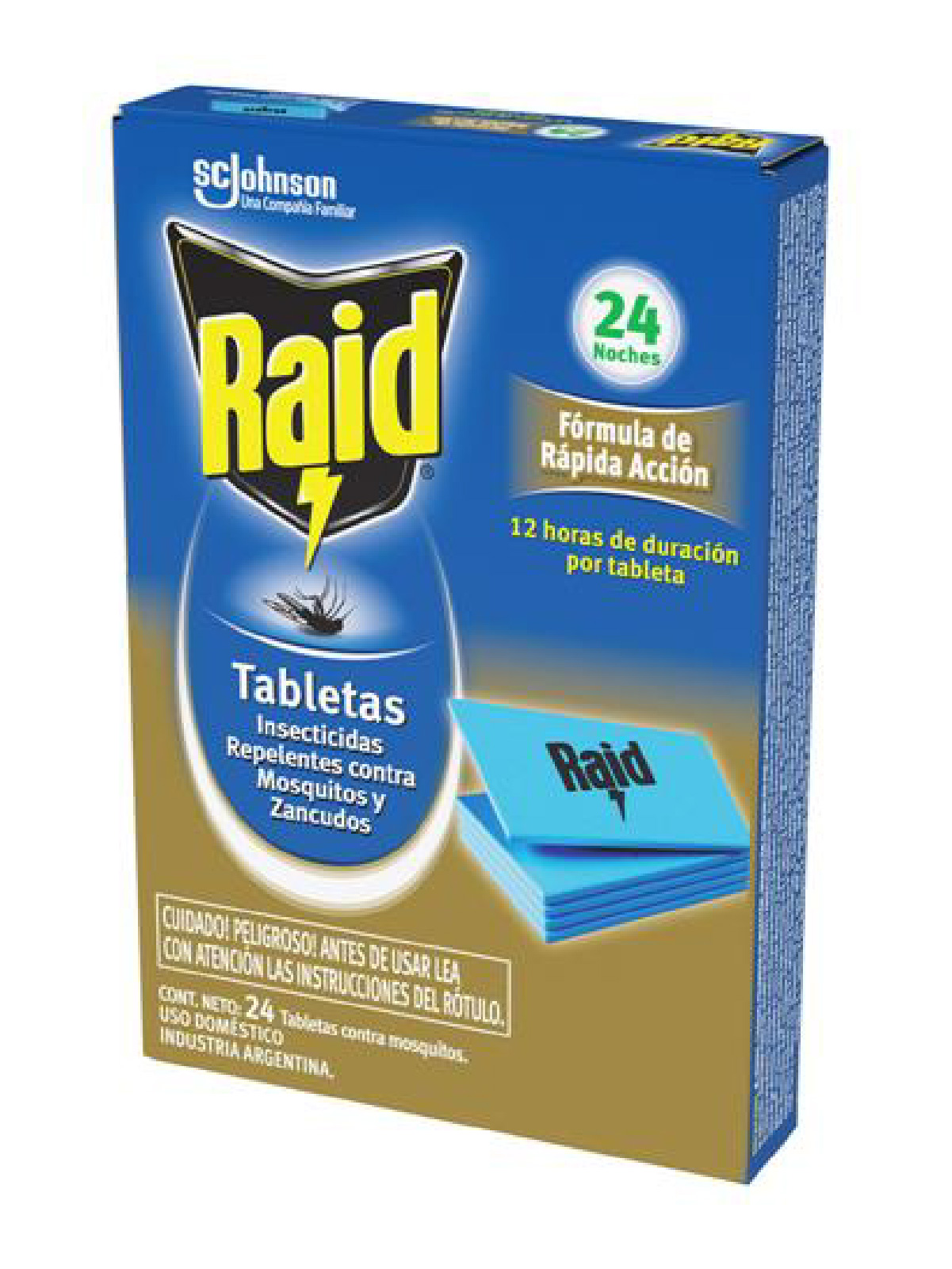 El packaging anterior de las tabletas Raid, detalle del frente