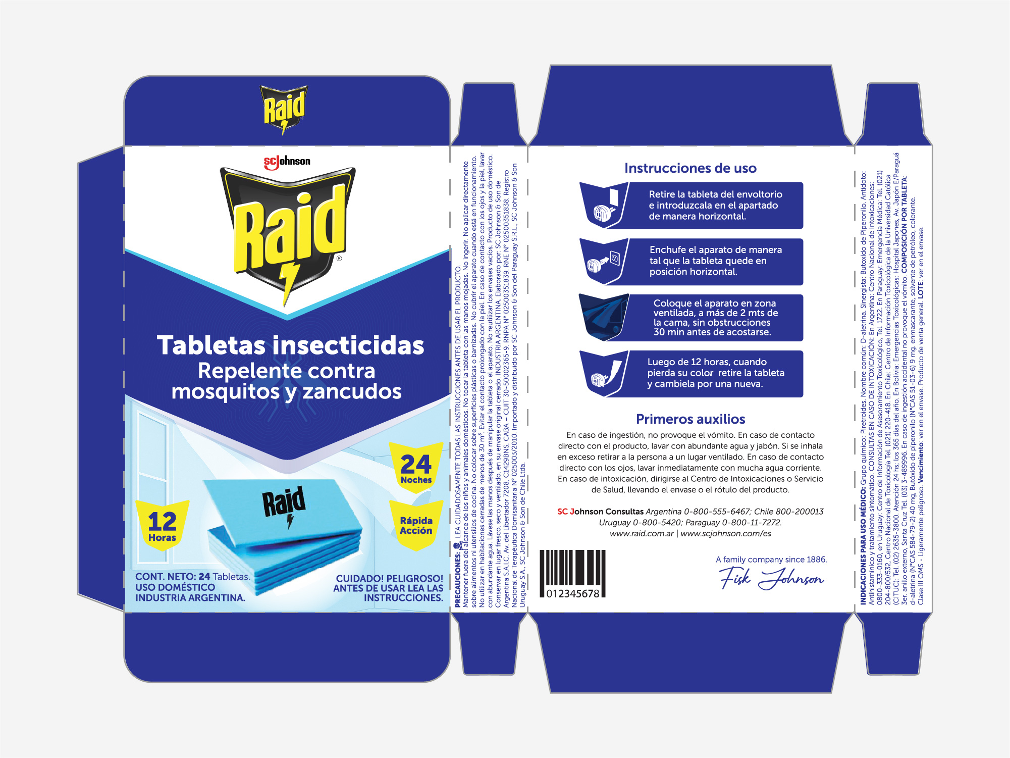 Troquel desplegado con el arte final de las tabletas Raid