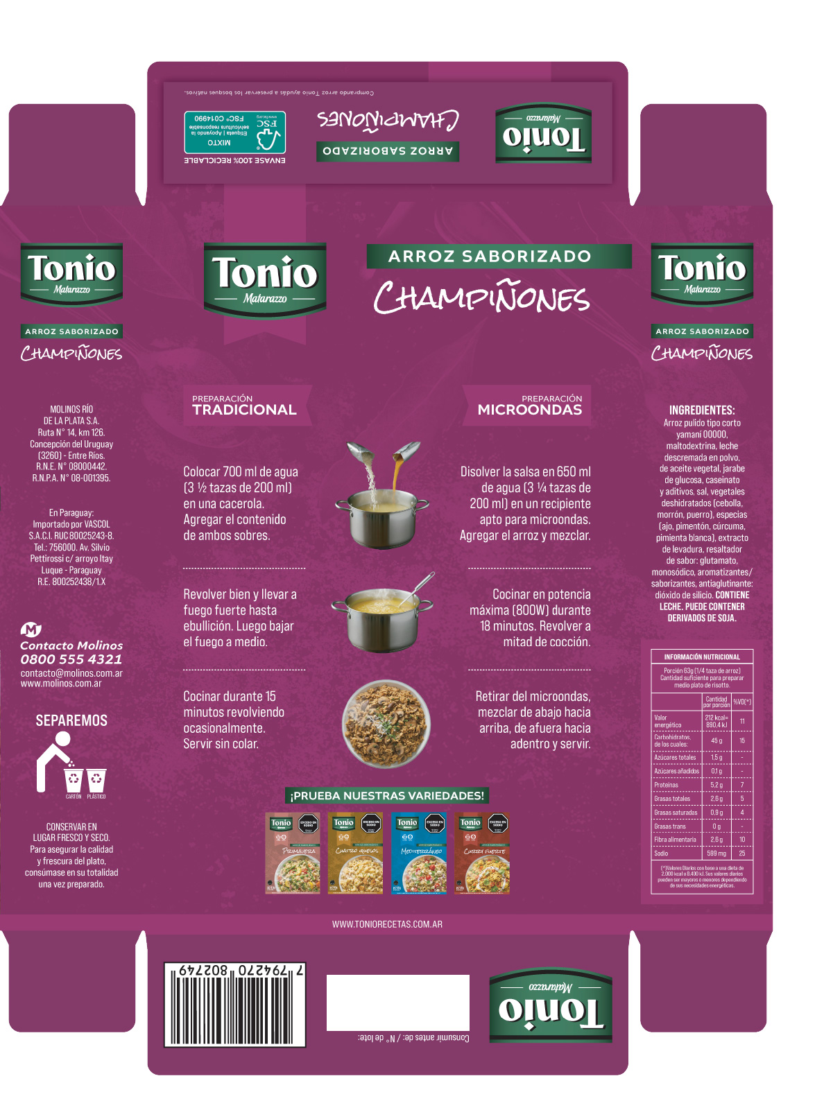 Detalle del dorso: información nutricional, sellos y normativa legal